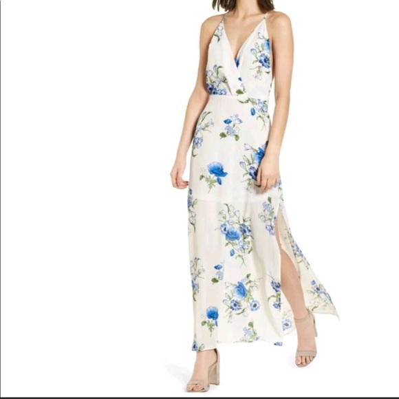 🌷 Lush Floral Maxi Dress Spaghetti Strap Surplice - Picture 2 of 2